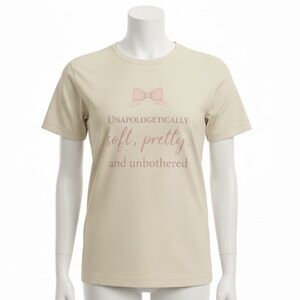 Unapologetically Soft Pretty Unbothered Coquette Style Graphic Tee Women’s Small